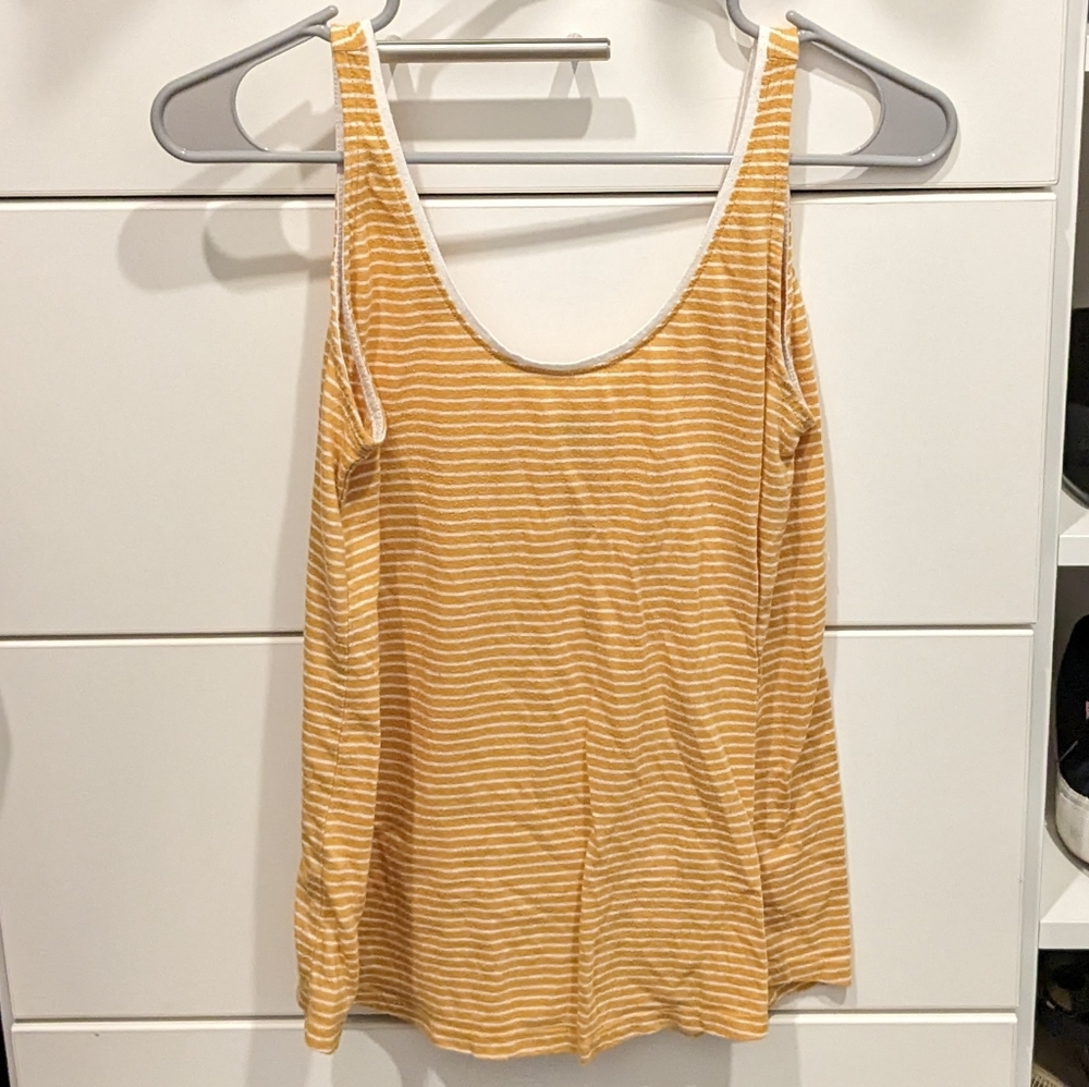 Yellow and white striped tank top